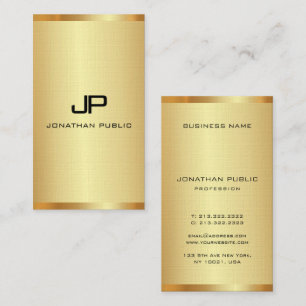 Gepersonaliseerd monogram elegant Gold look vertic Visitekaartje