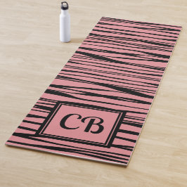 Gepersonaliseerd Monogram Elegante lijn Art Zwart  Yogamat