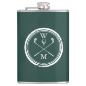 Gepersonaliseerd Monogram Emerald Green Golf Heupfles (Voorkant)