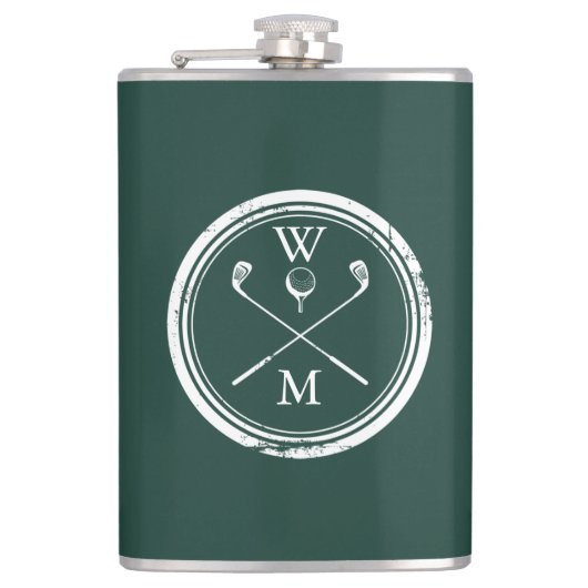 Gepersonaliseerd Monogram Emerald Green Golf Heupfles (Voorkant)