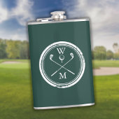 Gepersonaliseerd Monogram Emerald Green Golf Heupfles