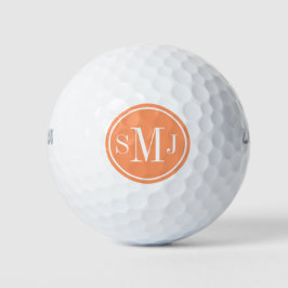 Gepersonaliseerd monogram en atoomOranje Lijst Golfballen