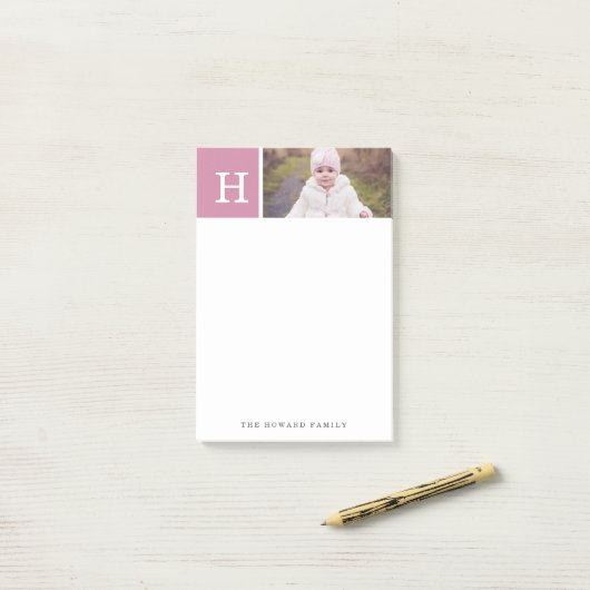 Gepersonaliseerd | Monogram en foto Post-it® Notes (Op bureau)