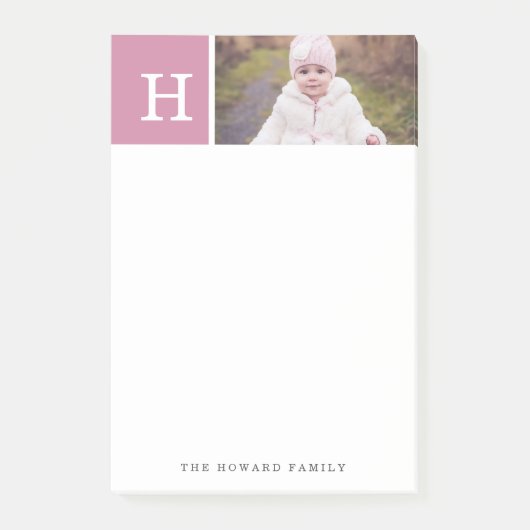 Gepersonaliseerd | Monogram en foto Post-it® Notes (Voorkant)
