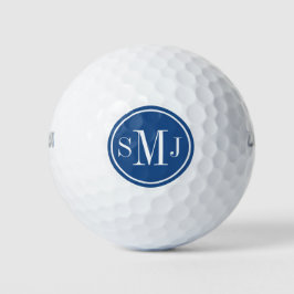 Gepersonaliseerd monogram en Klassiek blauw Lijst Golfballen