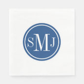Gepersonaliseerd monogram en Klassiek blauw Servet (Voorkant)