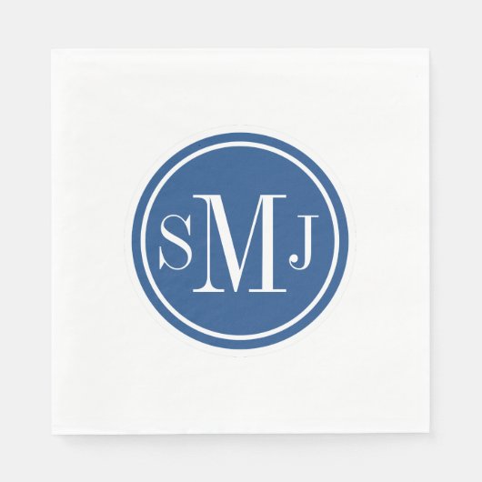 Gepersonaliseerd monogram en Klassiek blauw Servet (Voorkant)