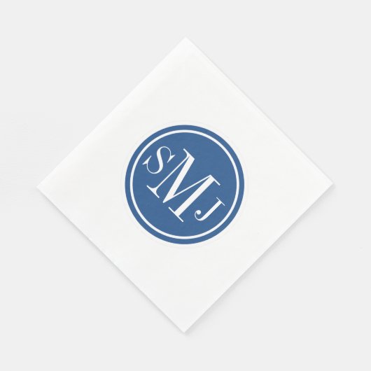 Gepersonaliseerd monogram en Klassiek blauw Servet (Hoek)