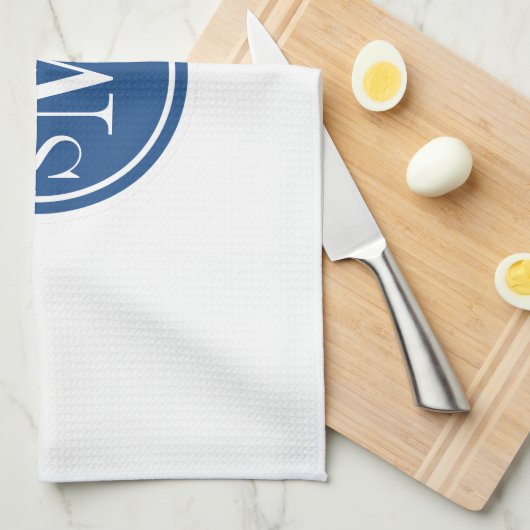 Gepersonaliseerd monogram en Klassiek blauw Theedoek (Quarter Fold)