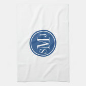 Gepersonaliseerd monogram en Klassiek blauw Theedoek (Verticaal)