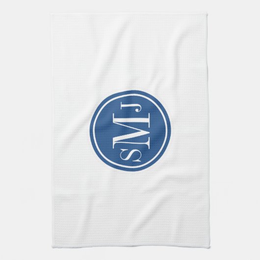 Gepersonaliseerd monogram en Klassiek blauw Theedoek (Verticaal)