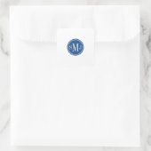 Gepersonaliseerd monogram en Klassiek blauw Vierkante Sticker (Tas)