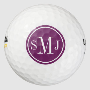 Gepersonaliseerd monogram en magenta Paars Lijst Golfballen