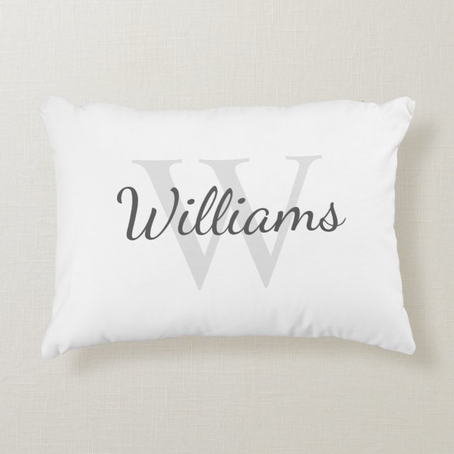Gepersonaliseerd monogram en naam accent kussen (Voorkant)