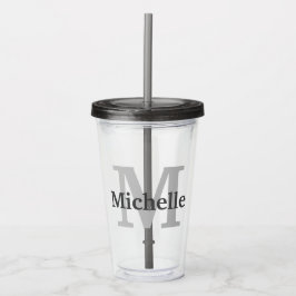 Gepersonaliseerd monogram en naam acryl drinkbeker