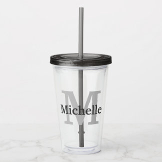 Gepersonaliseerd monogram en naam acryl drinkbeker