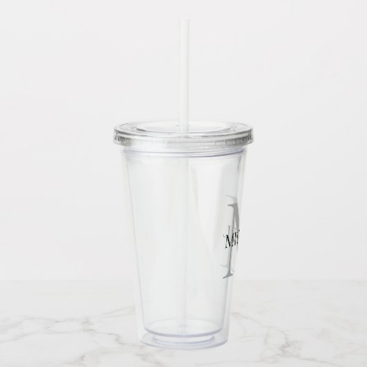 Gepersonaliseerd monogram en naam acryl drinkbeker (Rechts)