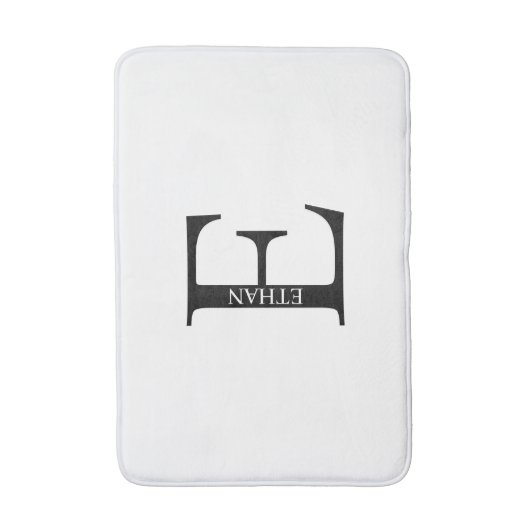 Gepersonaliseerd monogram en naam badkamer badmat (Voorkant Verticaal)