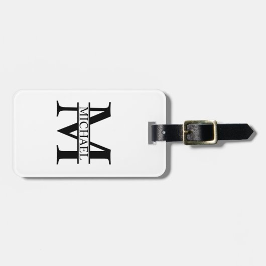 Gepersonaliseerd monogram en naam bagagelabel (Voorkant horizontaal)