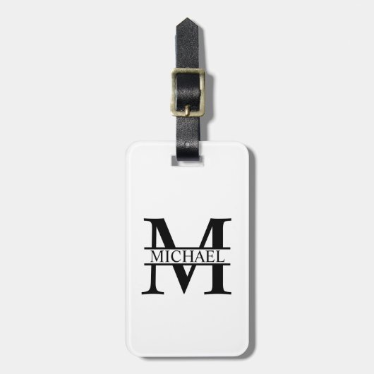 Gepersonaliseerd monogram en naam bagagelabel (Voorkant verticaal)