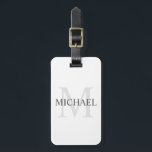 Gepersonaliseerd monogram en naam bagagelabel<br><div class="desc">Gepersonaliseerde Monogram en Naam Giftfeatures personaliseerde naam in grijs en monogram in lichtgrijs als achtergrond,  in klassieke serif doopvontstijl,  op witte achtergrond.

Perfect als vakantie cadeau,  vaderdag cadeau,  dank je voor groomsmen en cadeau voor speciale gelegenheden.</div>
