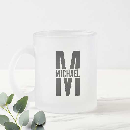 Gepersonaliseerd monogram en naam bevroren glazen  matglas koffiemok