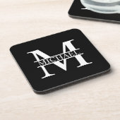 Gepersonaliseerd monogram en naam bier onderzetter (Linkerzijde)