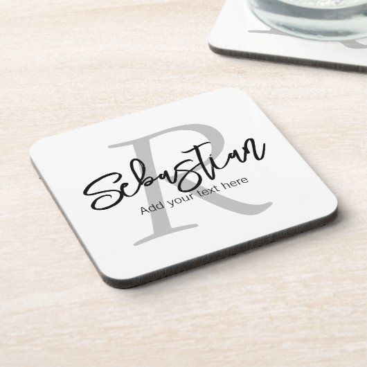 Gepersonaliseerd monogram en naam bier onderzetter (Linkerzijde)