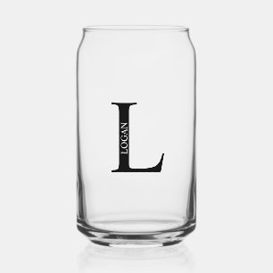 Gepersonaliseerd monogram en naam blikvorm glas