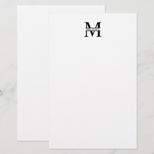 Gepersonaliseerd monogram en naam briefpapier (Voorkant / Achterkant)