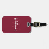 Gepersonaliseerd monogram en naam Burgundy Red Bagagelabel (Voorkant horizontaal)