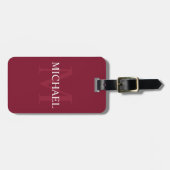 Gepersonaliseerd monogram en naam Burgundy Red Bagagelabel (Voorkant horizontaal)