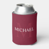 Gepersonaliseerd monogram en naam Burgundy Red Blikjeskoeler (Blikje Voorkant)