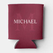 Gepersonaliseerd monogram en naam Burgundy Red Blikjeskoeler (Voorkant)