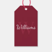 Gepersonaliseerd monogram en naam Burgundy Red Cadeaulabel (Voorkant)