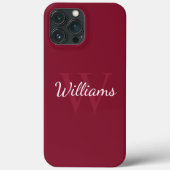 Gepersonaliseerd monogram en naam Burgundy Red Case-Mate iPhone Case (Achterkant)