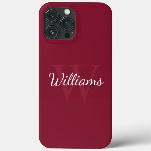 Gepersonaliseerd monogram en naam Burgundy Red Case-Mate iPhone Case (Achterkant)