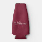 Gepersonaliseerd monogram en naam Burgundy Red Flesjeskoeler (Voorkant)