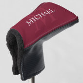 Gepersonaliseerd monogram en naam Burgundy Red Golfheadcover (3/4 voorkant)