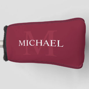 Gepersonaliseerd monogram en naam Burgundy Red Golfheadcover