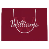 Gepersonaliseerd monogram en naam Burgundy Red Groot Cadeauzakje (Voorkant)