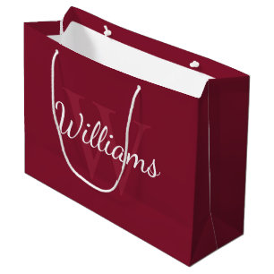 Gepersonaliseerd monogram en naam Burgundy Red Groot Cadeauzakje