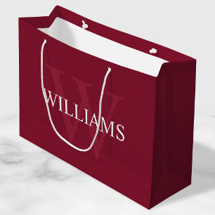 Gepersonaliseerd monogram en naam Burgundy Red Groot Cadeauzakje