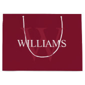 Gepersonaliseerd monogram en naam Burgundy Red Groot Cadeauzakje (Voorkant)