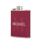 Gepersonaliseerd monogram en naam Burgundy Red Heupfles (Links)
