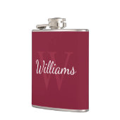 Gepersonaliseerd monogram en naam Burgundy Red Heupfles (Links)