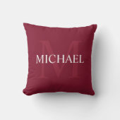Gepersonaliseerd monogram en naam Burgundy Red Kussen (Voorkant)
