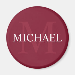 Gepersonaliseerd monogram en naam Burgundy Red Magneet