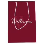 Gepersonaliseerd monogram en naam Burgundy Red Medium Cadeauzakje (Voorkant)