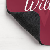 Gepersonaliseerd monogram en naam Burgundy Red Muismat (Hoek)